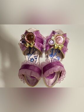 Girls Pink Purple Jeweled Rapunzel Dress Up Sandals Girls 9/10 Disney